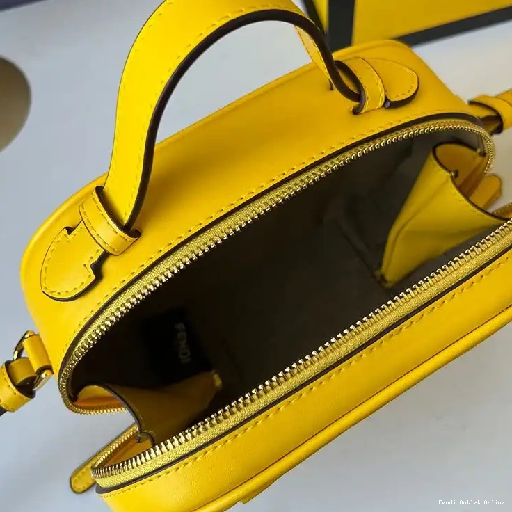Affordable Fendi In Mini Camera Leather Case O'Lock Yellow Calf 0623